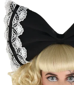 Cheap Adult Black & White Creepy Doll Bow Headband Headbands, Tails