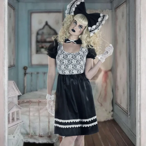 Store Adult Black & White Creepy Doll Dress Women Scary
