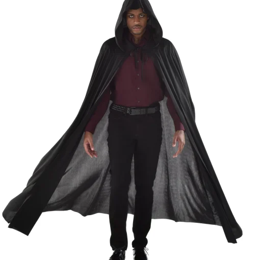 Cheap Adult Black Hooded Cape Men Scary