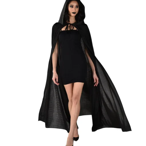 Cheap Adult Black Hooded Cape Men Scary