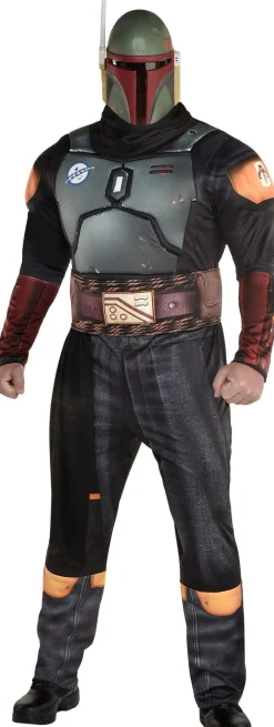 Online Adult Boba Fett Plus-Size Deluxe Muscle Costume - The Mandalorian Plus Size Costumes