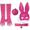 Fashion Adult Bright Pink Latex Bunny Costume Accessory Kit Women Sexy