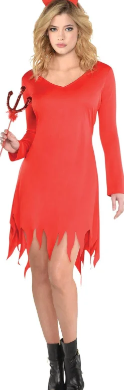 Best Adult Burnin' Up Devil Costume Women Scary