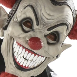 Online Adult Evil Jester Latex Mask With Mini Skulls - Twisted Circus Creepy Clown