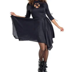 Fashion Adult Goth Witch Keyhole Dress Women Witch