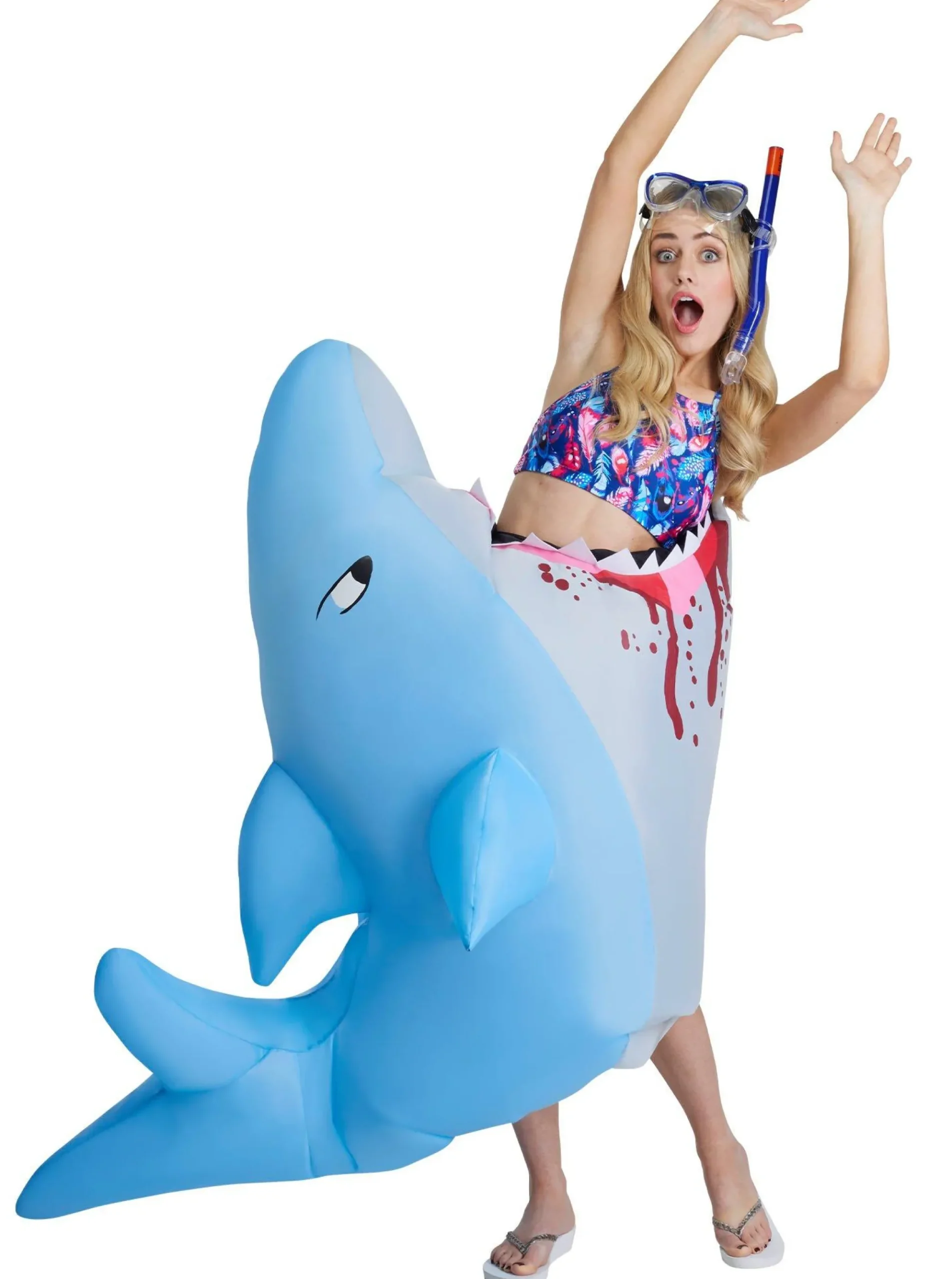 Cheap Adult Inflatable Man-Eating Shark Costume Men Funny