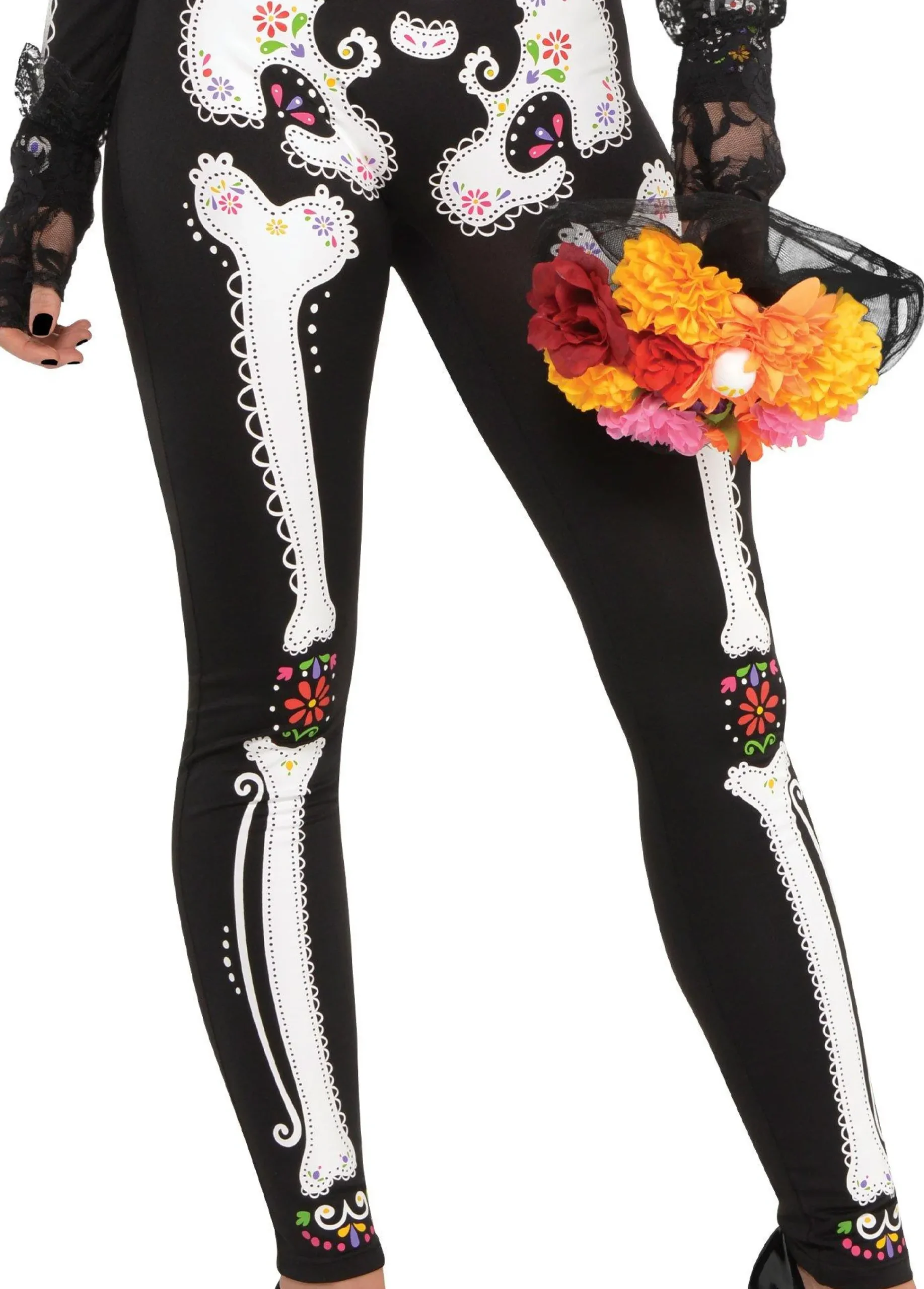 Outlet Adult La Muerta Day Of The Dead Skeleton Catsuit Women Sexy