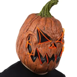 Outlet Adult Light-Up Menacing Jack-O'-Lantern Latex Mask Scary