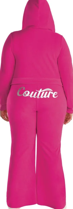 Store Adult Pink Couture Cutie Velour Tracksuit Costume - Plus Size Plus Size Costumes