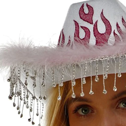 Shop Adult Pink Flame Fabric Cowboy Hat Cowboy