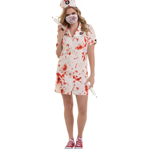 Cheap Adult Psychotic Bloody Nurse Costume Accessory Kit Women Sexy