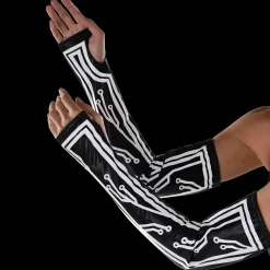 Best Sale Adult Reflective Black Latex-Look Circuit Board Glovelettes, 2Ct - Cyberpunk Gloves