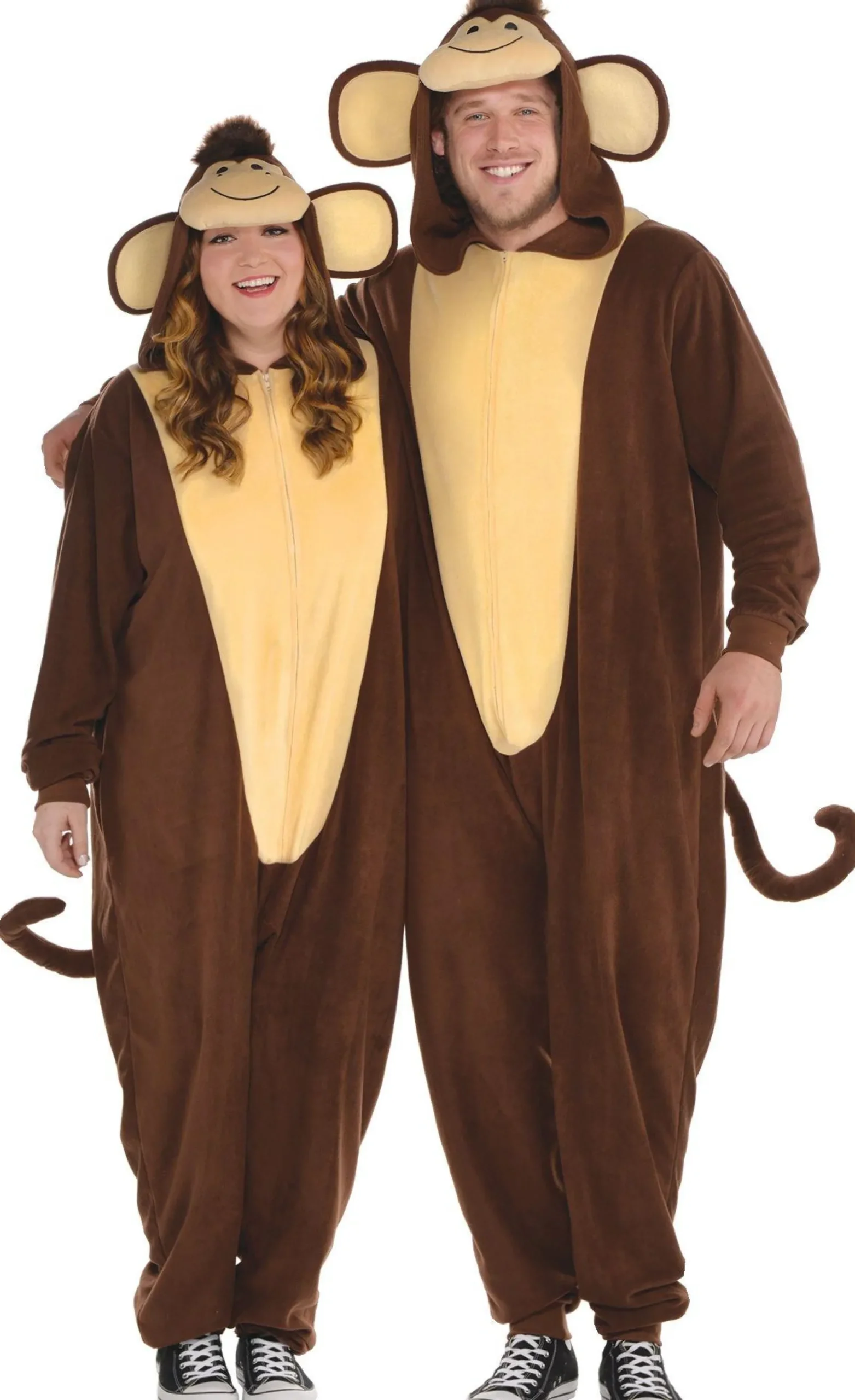 New Adult Zipster Monkey One Piece Costume Plus Size Couples' Costumes