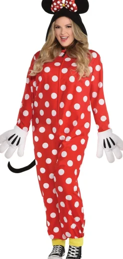 Disney Channel Adult Zipster Red Polka Dot Minnie Mouse One Piece Costume Plus Size - Disney|Women Disney