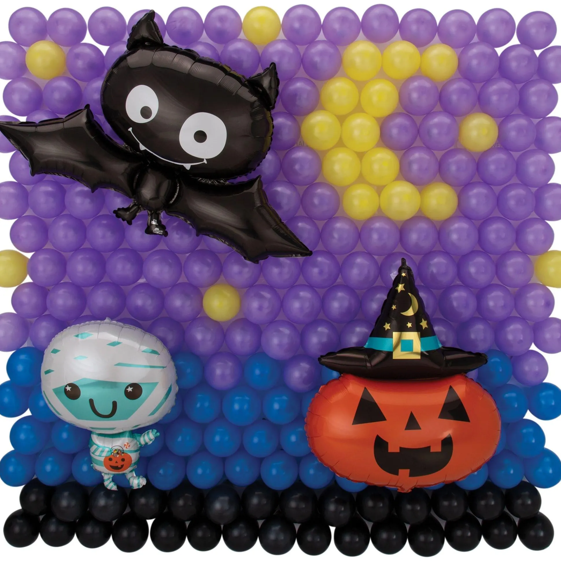 Party City Air-Filled Halloween Friends Foil & Latex Balloon Backdrop Kit, 6.25Ft X 5.9Ft| Balloons