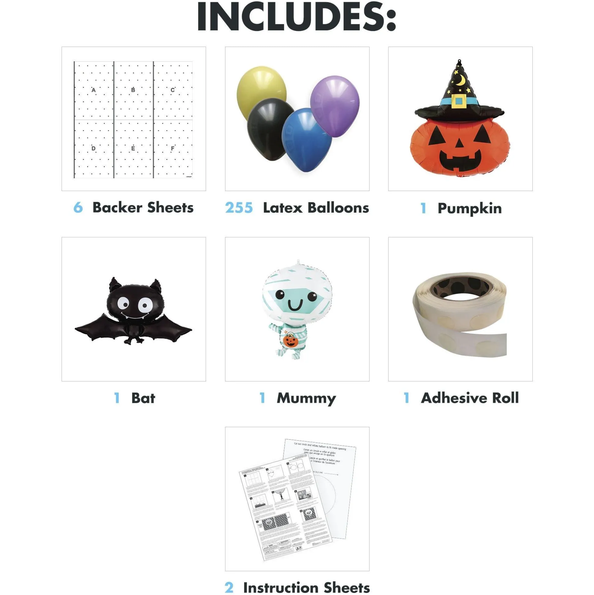 Party City Air-Filled Halloween Friends Foil & Latex Balloon Backdrop Kit, 6.25Ft X 5.9Ft| Balloons