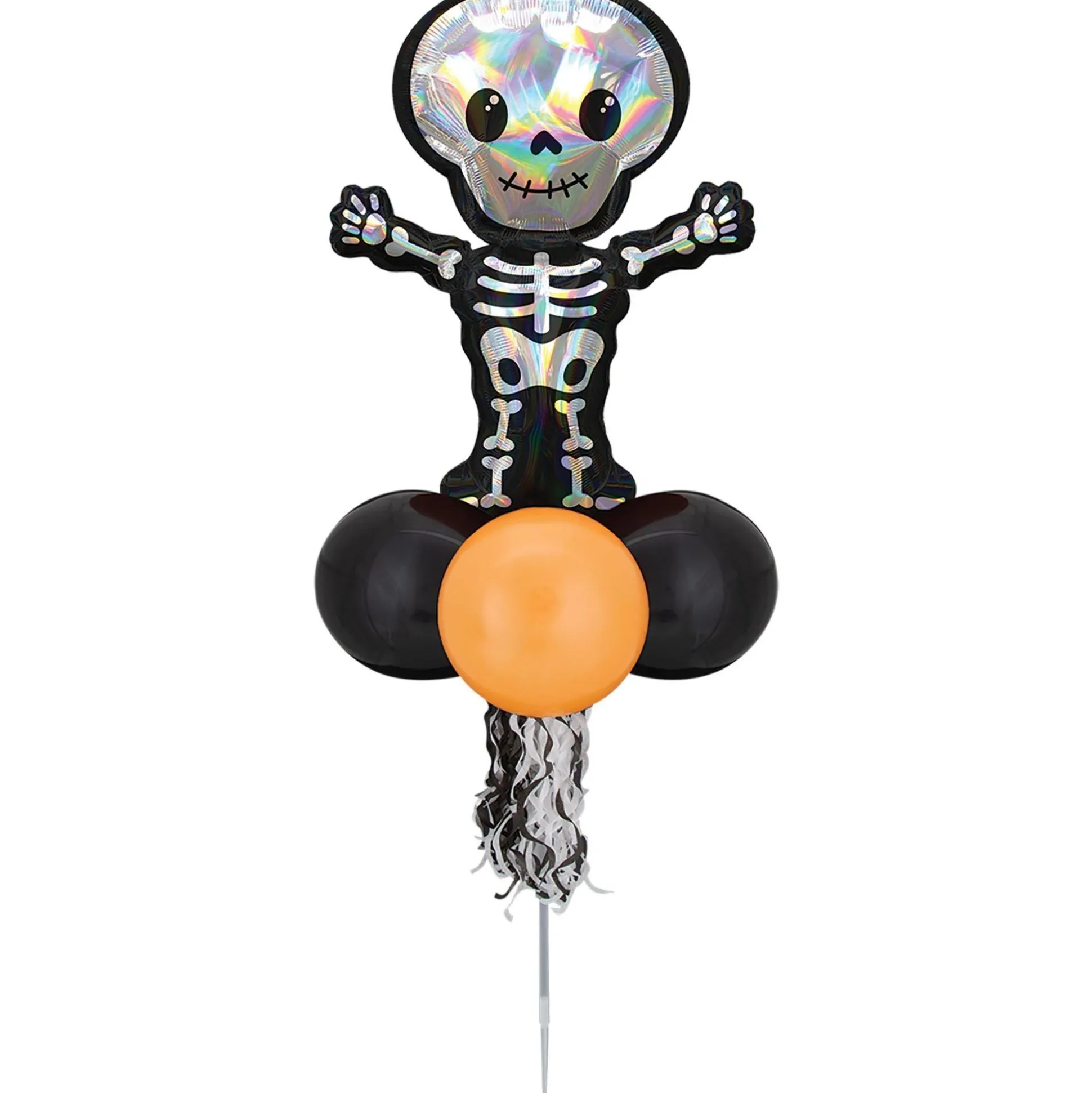 Party City Air-Filled Iridescent Skeleton Foil & Latex Balloon Yard Sign, 64In| Balloons