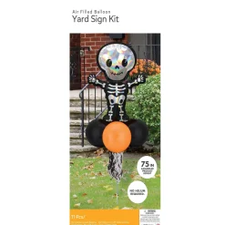 Party City Air-Filled Iridescent Skeleton Foil & Latex Balloon Yard Sign, 64In| Yard Stakes & Signs
