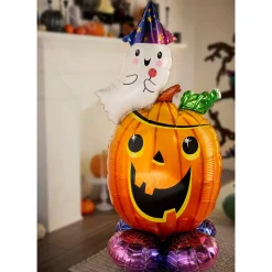 Party City Airloonz Jack-O'-Lantern & Ghost Balloon, 56In| Decorations