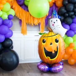 Party City Airloonz Jack-O'-Lantern & Ghost Balloon, 56In| Decorations