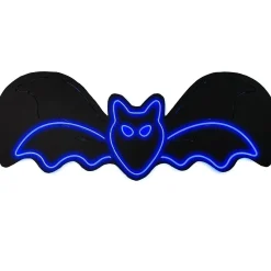 Party City Animated Bat Neon Light Plastic Sign, 24In X 8.7In| Strobe Lights & Black Lights