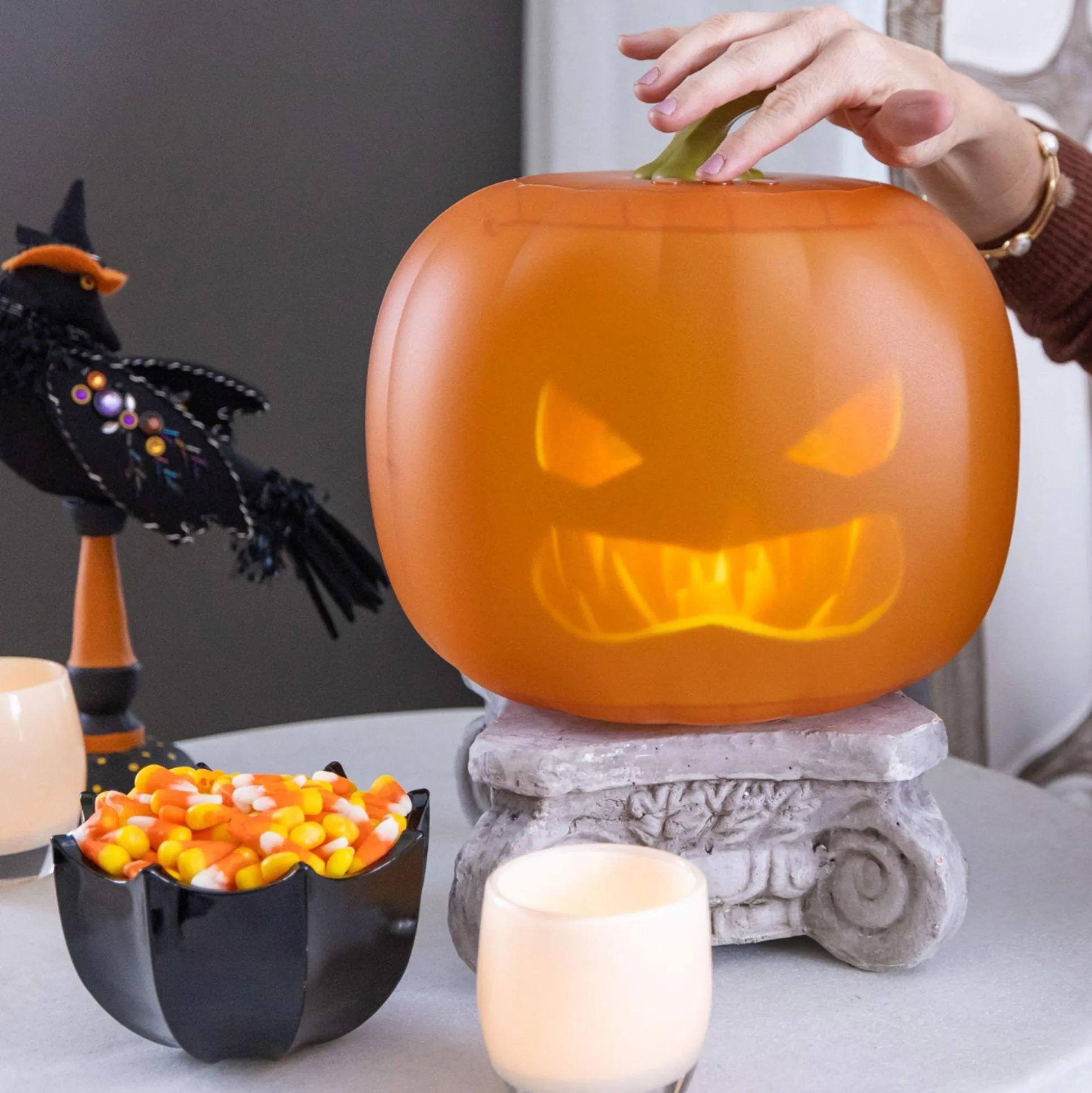 Party City Animated Light-Up Talking Jabberin' Jack Pumpkin Decoration, 9In X 11In| Decorations