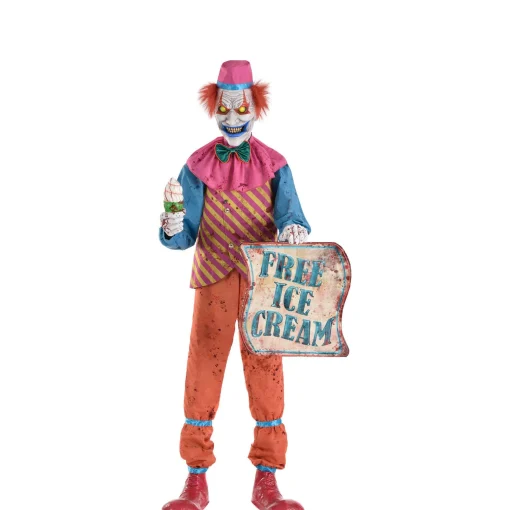 Party City Animatronic Light Up Talking Neon Ice Cream Clown, 6Ft| Animatronics