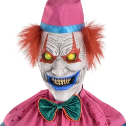 Party City Animatronic Light Up Talking Neon Ice Cream Clown, 6Ft| Creepy Carnival