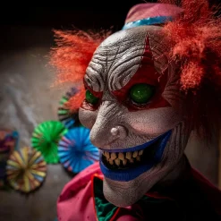 Party City Animatronic Light Up Talking Neon Ice Cream Clown, 6Ft| Creepy Carnival