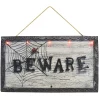 Party City Animatronic Light-Up Beware Plastic & Metal Sign, 18.5In X 10.6In - Halloween Decoration| Animatronics