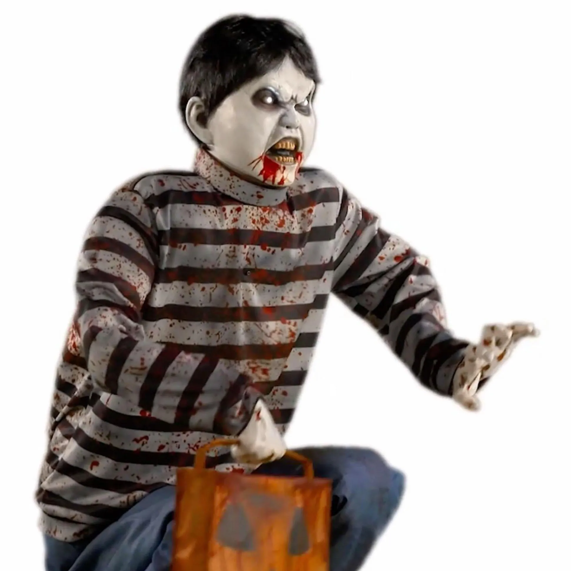 Party City Animatronic Light-Up Crouching Zombie Child, 2.3Ft X 3Ft - Halloween Decoration| Animatronics