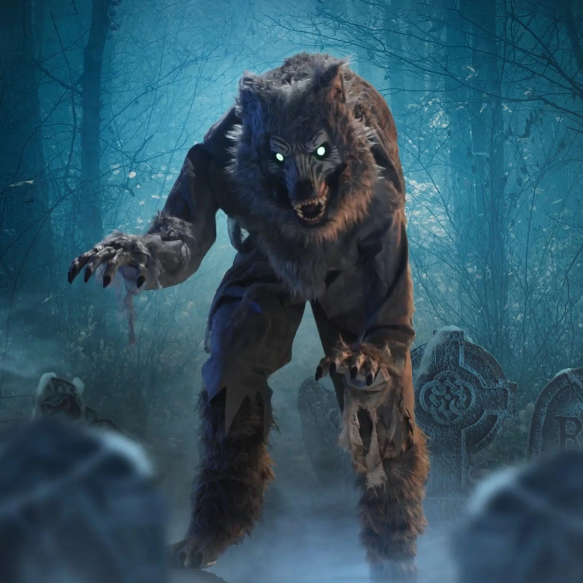 Party City Animatronic Light-Up Lanky Werewolf, 5.3Ft - Halloween Decoration| Animatronics