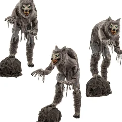 Party City Animatronic Light-Up Lanky Werewolf, 5.3Ft - Halloween Decoration| Animatronics