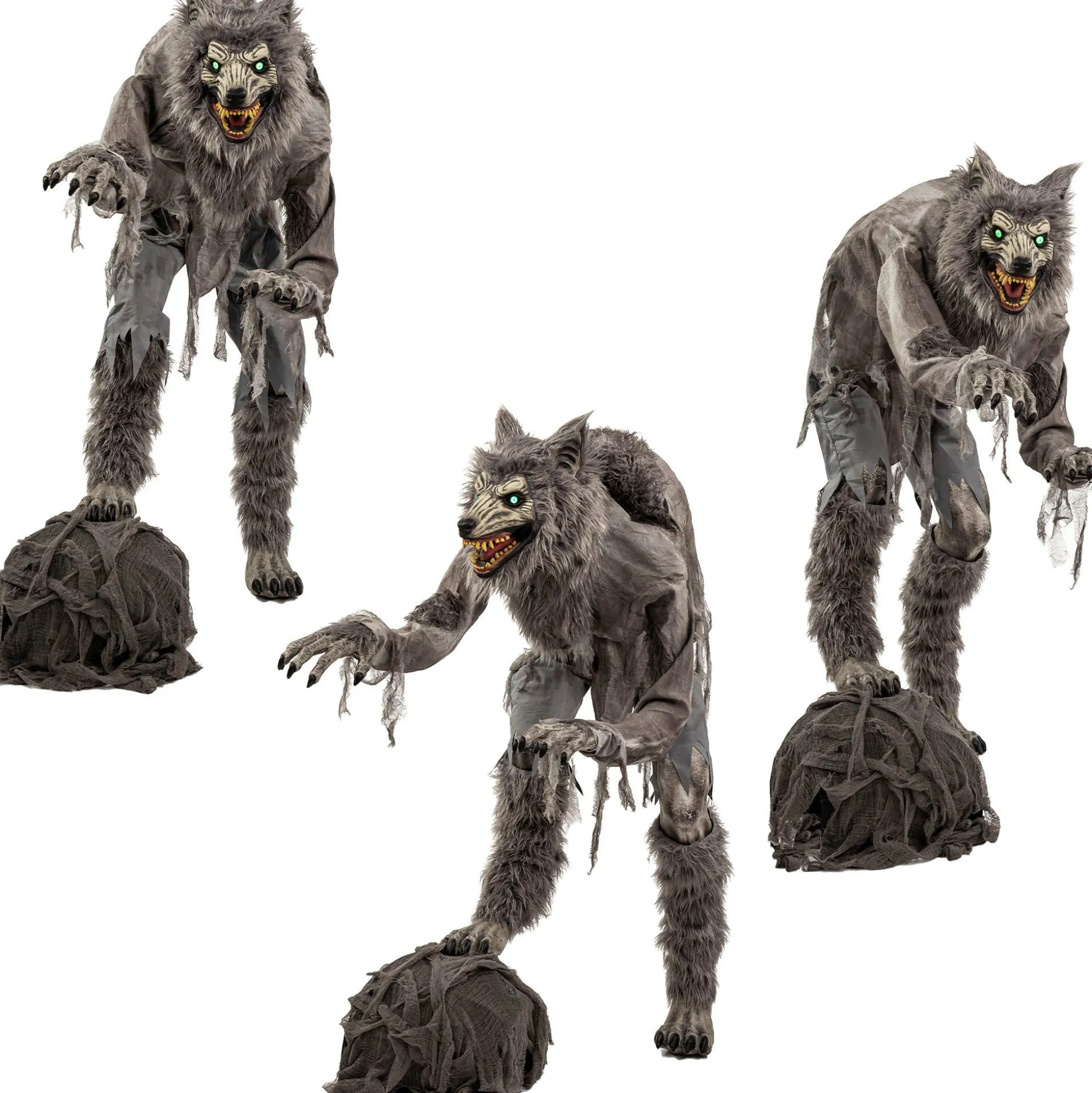 Party City Animatronic Light-Up Lanky Werewolf, 5.3Ft - Halloween Decoration| Animatronics