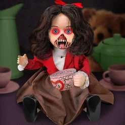 Party City Animatronic Light-Up Talking Zombie Doll With Tea Cup Plastic & Fabric Decoration, 11In X 12In| Animatronics