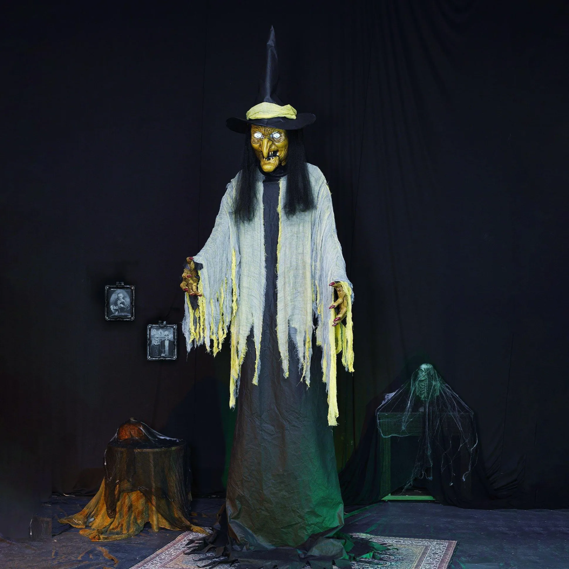 Party City Animatronic Light-Up Talking Towering Witch Halloween Decoration, 10Ft| Animatronics
