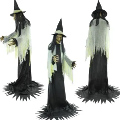 Party City Animatronic Light-Up Talking Towering Witch Halloween Decoration, 10Ft| Animatronics