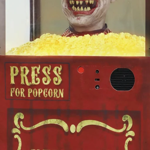 Party City Animatronic Light-Up Talking Circus Popcorn Pop-Out Clown, 5.6Ft - Halloween Decoration| Animatronics