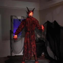 Party City Animatronic Light-Up Talking Lava Demon Decoration With Fog Effect, 7.5Ft| Animatronics