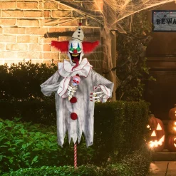 Party City Animatronic Light-Up Talking Ice Scream Clown Yard Stake, 7.5Ft - Halloween Decoration| Yard Stakes & Signs