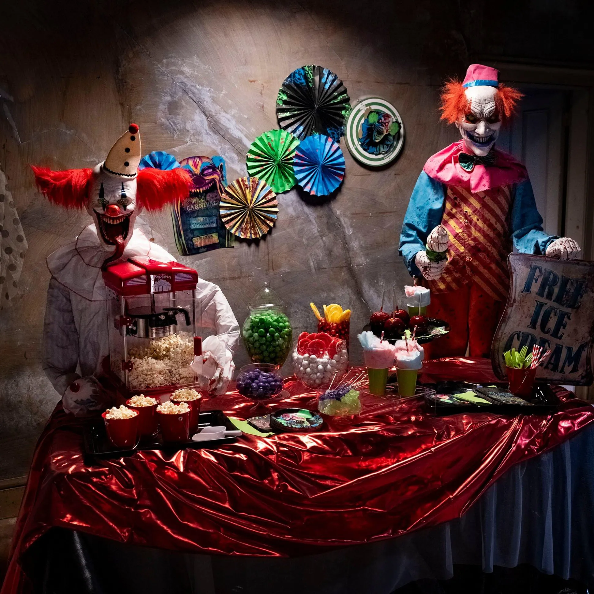 Party City Animatronic Light-Up Talking Ice Scream Clown Yard Stake, 7.5Ft - Halloween Decoration| Animatronics