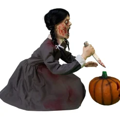 Party City Animatronic Light-Up Vengeful Vicky Pumpkin Carver Decoration, 22In X 36.8In| Animatronics