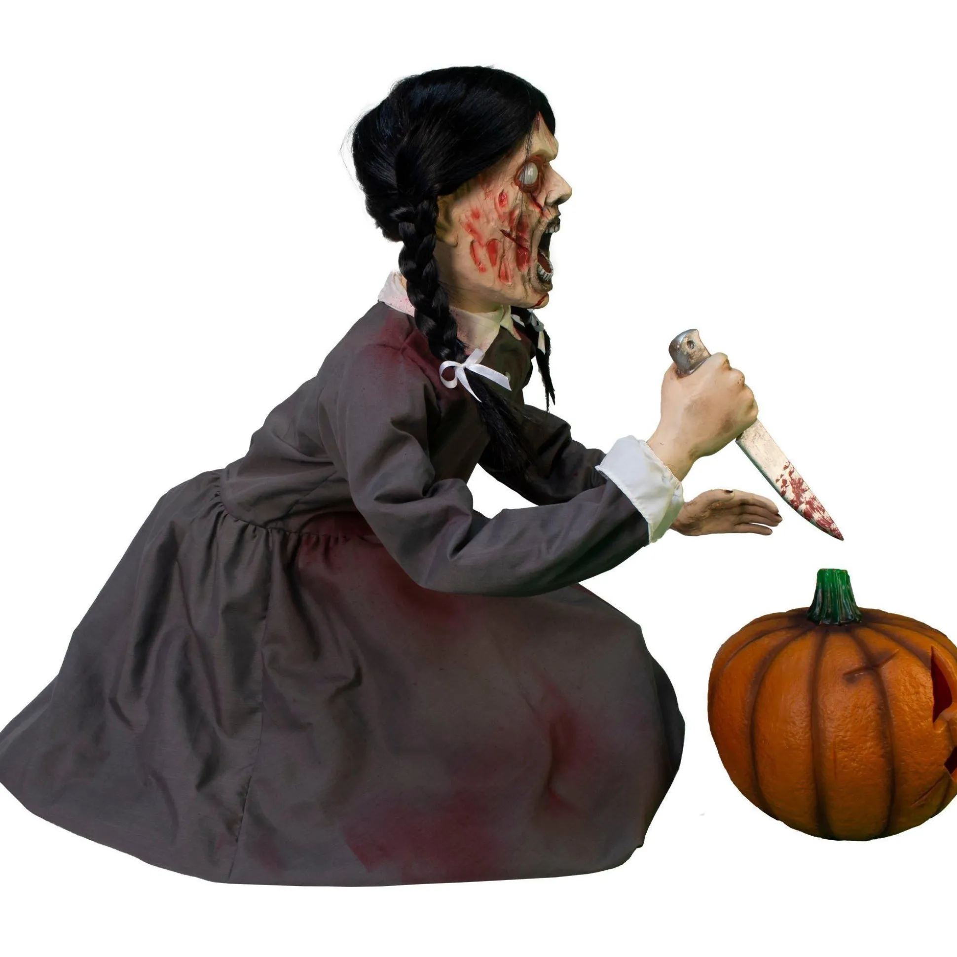 Party City Animatronic Light-Up Vengeful Vicky Pumpkin Carver Decoration, 22In X 36.8In| Animatronics