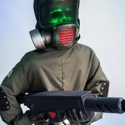 Party City Animatronic Light-Up Zombie Flamethrower Halloween Decoration With Sounds, 6.6Ft -The Exterminator| Animatronics