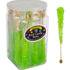 Flash Sale Black & Kiwi Green Team Colors Rock Candy Sticks, 36Ct - Cherry & Green Apple Candy Buffet By Color