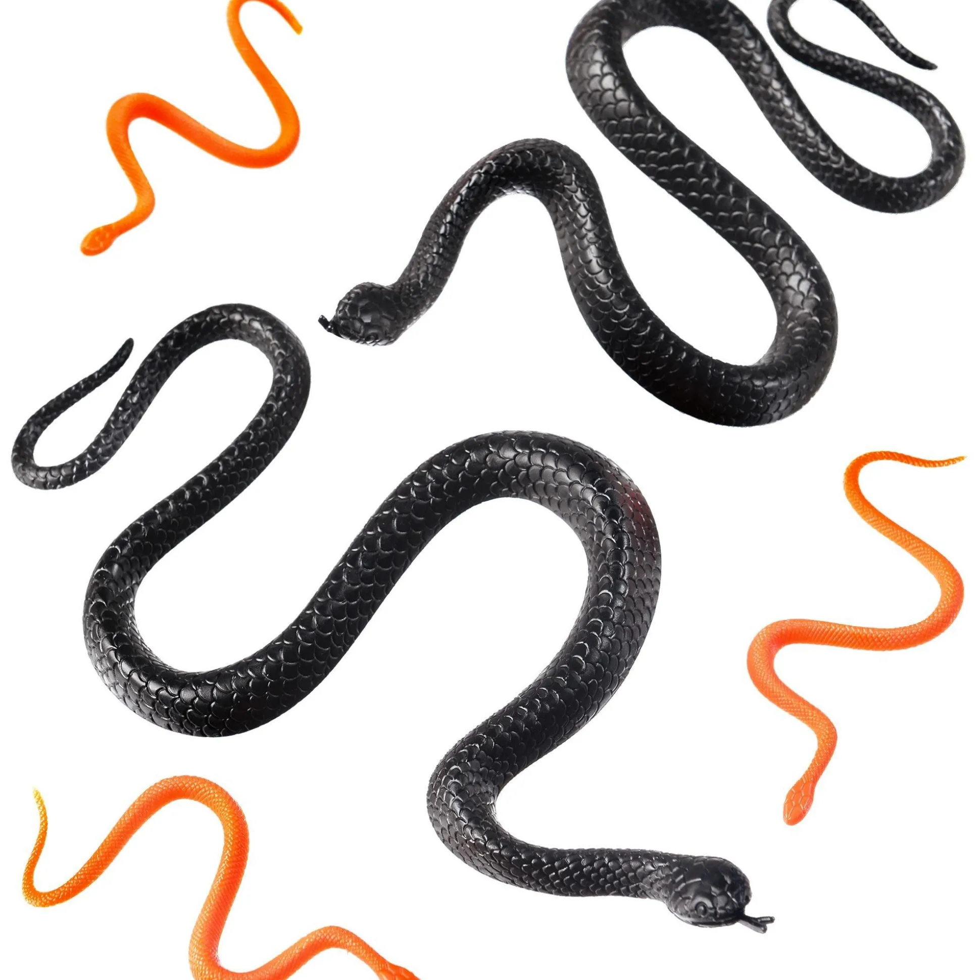 Party City Black & Orange Plastic Snakes, 24Ct| Creatures