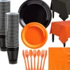 Party City Black & Orange Plastic Tableware Kit For 50 Guests| The Nightmare Before Christmas