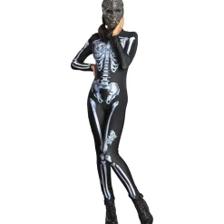 Store Black & White Skeleton Catsuit With Butterflies For Adults Bodywear