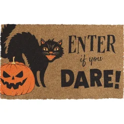 Party City Black Cat Halloween Coir Doormat, 29.5In X 17.75In| Home Décor