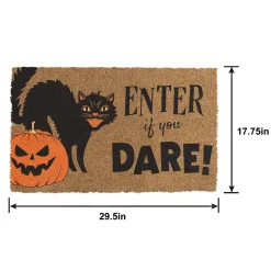 Party City Black Cat Halloween Coir Doormat, 29.5In X 17.75In| Home Décor